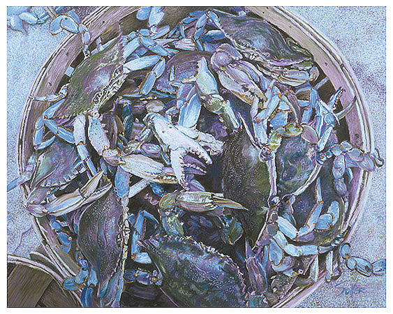 Blue Crabs, Original pastel painting by the fine artist Eric Soller