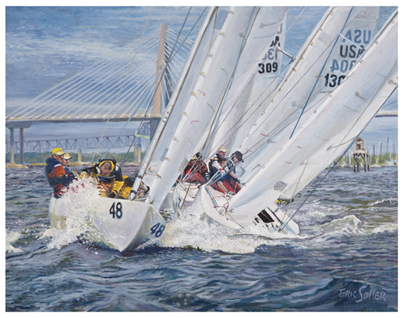 Boats & Bridges, Original oil painting by fine artist Eric Soller