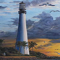 Key Biscayne lighthouse - Original oil painting by Eric Soller