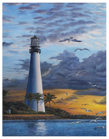 Key Biscayne lighthouse, Original oil painting by the fine artist Eric Soller