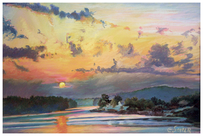 Lake Wylie, Original pastel painting by the fine artist Eric Soller