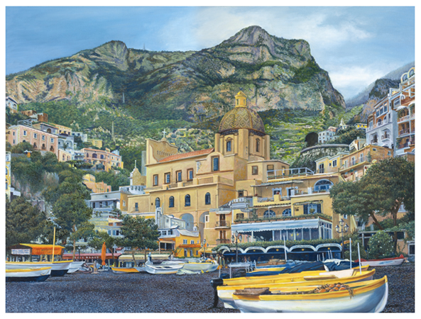 Positano Boats, Original oil painting by fine artist Eric Soller