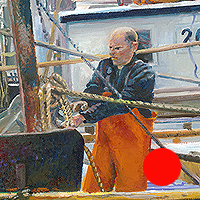 Tying Up - Original oil painting by Eric Soller