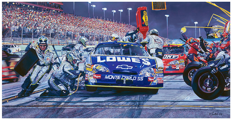 #48 Lowes Car, Original gouache painting by Eric Soller